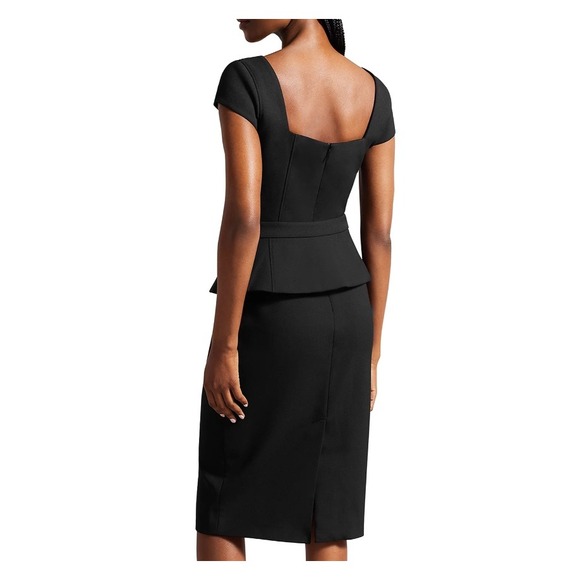 NWT Ted Baker Fleuurr Square Neck Midi Dress Black Size 8 - Picture 2 of 13
